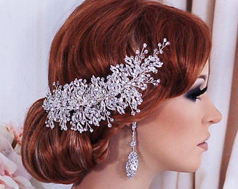 Bridal Wedding Headpiece Hair Clip Floral Rhinestone Head Piece Bachelorette Accessory Party Weddings Jewelry Brides Comb Gift Accessories