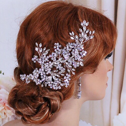 Floral Hair Clip Bridal Headpiece Wedding Headband Party Etsy