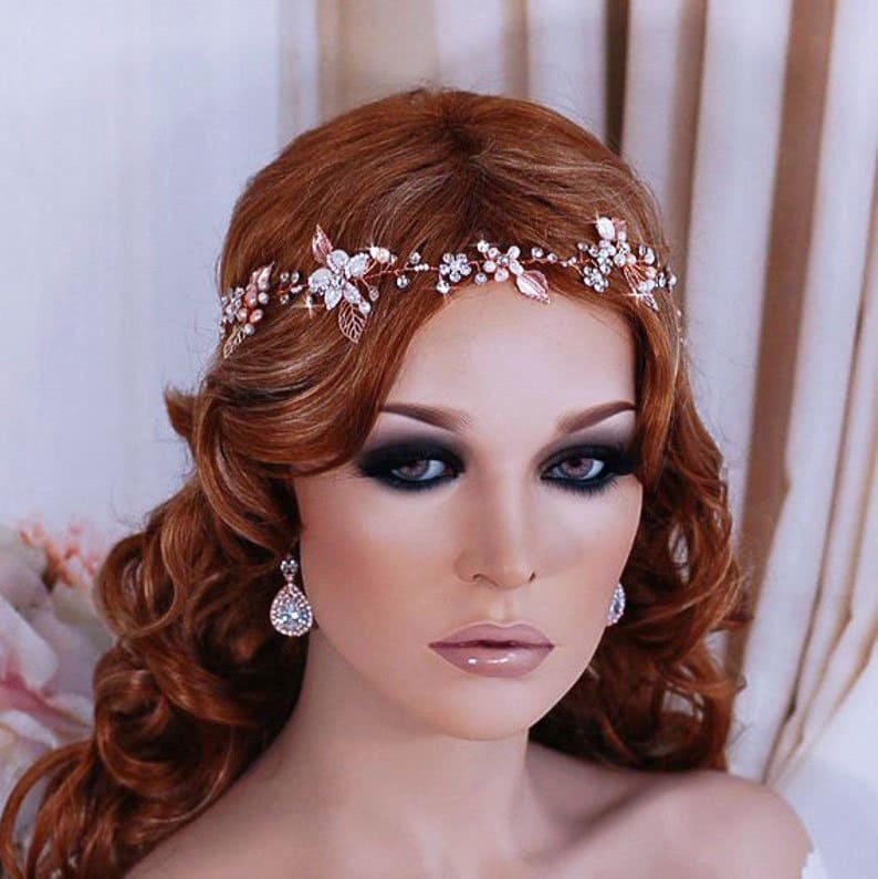 Bridal Headpiece Wreath Vine Silver or Blush Champagne Gold Bride Accessory Weddings Wedding Accessories Head Hair Piece Party Hairpiece