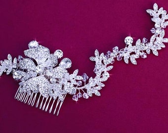 Vine Wedding Bridal Hair Comb Crystal Bride Accessories Hairpiece Head Piece Jewelry Wreath Pageant Clip Headpiece Weddings Brides Accessory