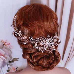 Blush Champagne Gold or Silver Bridal Hair Vine Headpiece Opal Wreath Hairpiece Party Head Piece Accessory Brides Wedding Bride Weddings image 1