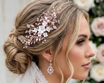 Pearl Floral Bridal Hair Comb Floral Ceramic Flowers Party Head Piece Accessory Weddings Bride Wedding Headpiece Wreath Clip Event Jewelry