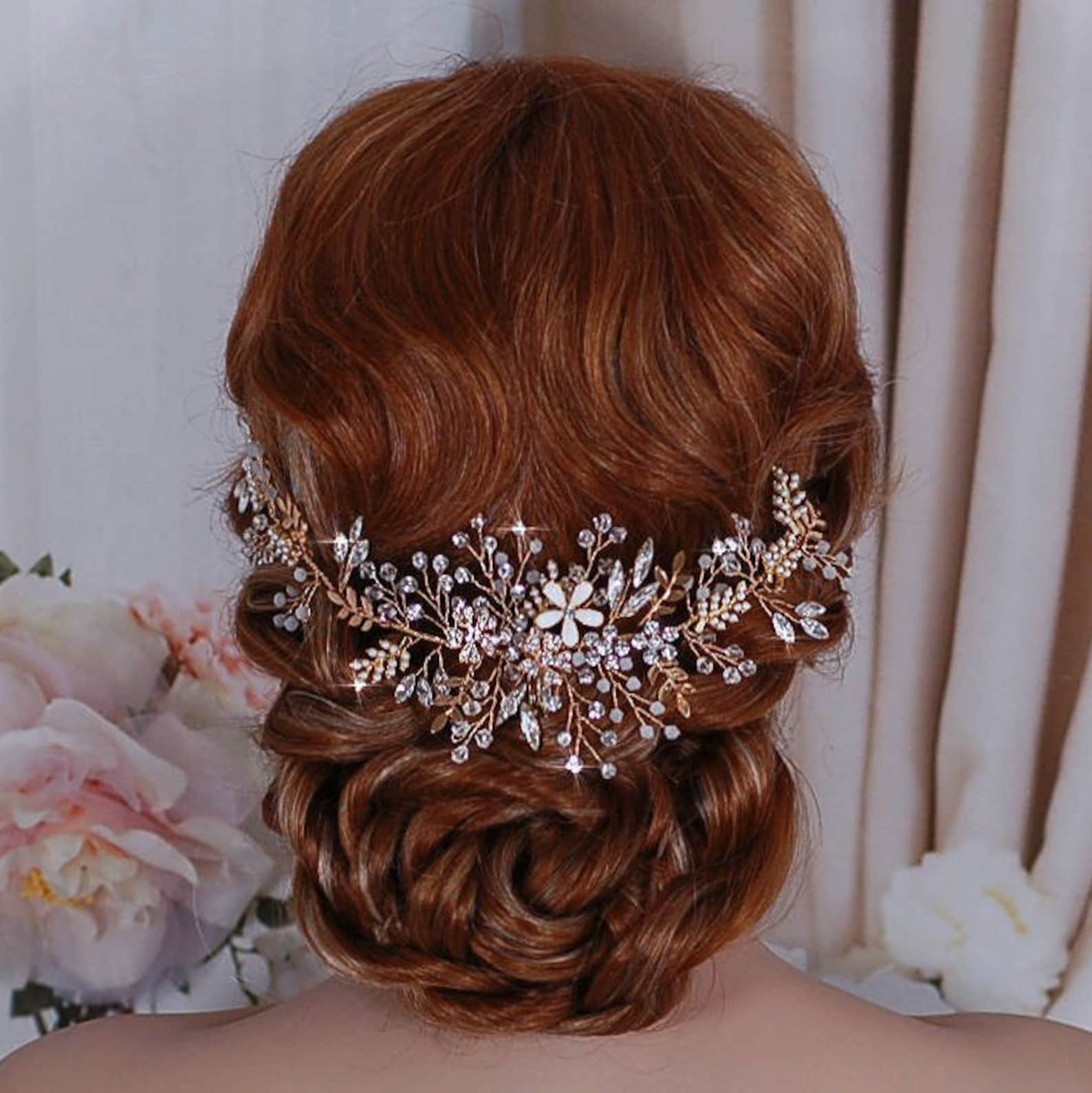 Silver or Gold Bridal Hair Piece Vine Headpiece Opal Wreath Etsy