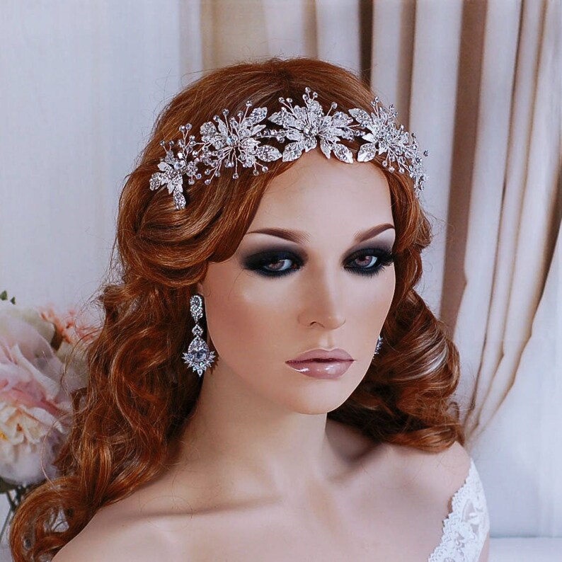 Wedding Hair Wreath Bridal Headpiece Headband Jewelry Crystal Bride Head Piece Band Hairpiece Weddings Party Bride Pageant Brides Accessory image 10