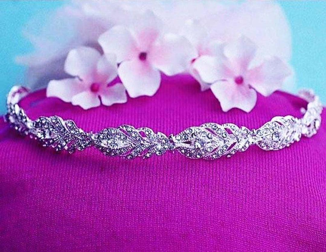 ROSE GLD METALLIC HEADBAND W/GUNMETAL CRSTL&PRL