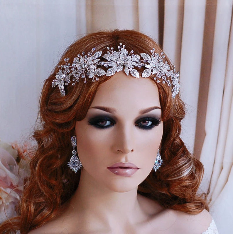 Wedding Hair Wreath Bridal Headpiece Headband Jewelry Crystal Bride Head Piece Band Hairpiece Weddings Party Bride Pageant Brides Accessory image 7