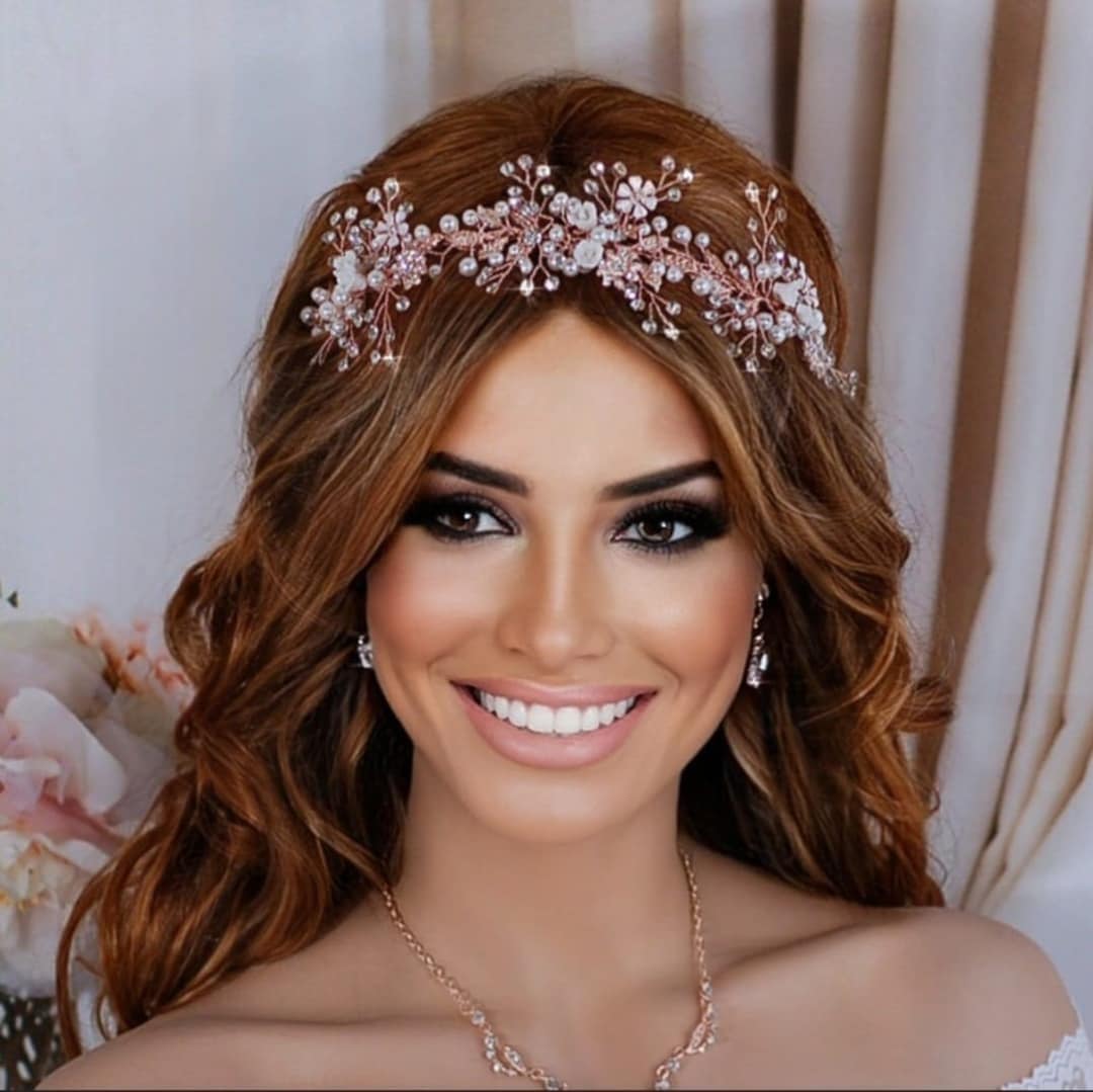 Pearl & Crystal Bridal Headpiece Floral Hair Vine Hairpiece Head Band