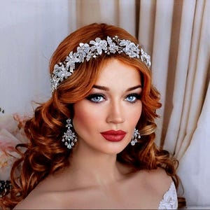 Floral Silver Bridal Headpiece Hair Vine Jewelry Gold Head Piece Bride Accessory Wedding Gift Bride Weddings Pearl Party Brides Accessories