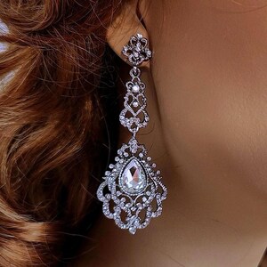 Clear Bridal Earrings Party Chandelier Crystal Dangle Long Wedding Accessory Weddings Pageant Teardrop Accessories Gift Jewelry Drop