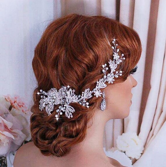Bridal Party Wreath Headpiece Bride Crystal Floral Wedding  display picture 1