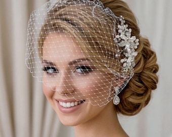 Comb & Birdcage Veil Bridal Headpiece Bird Cage Hairpiece Blusher Wedding Hair Accessory Piece Bride Short Accessories Brides Jewelry Gift