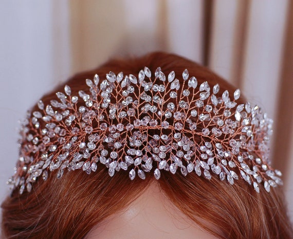 Rose Gold Hair Piece, Bridal Hair Wreath, Wedding Headpiece  display picture 2