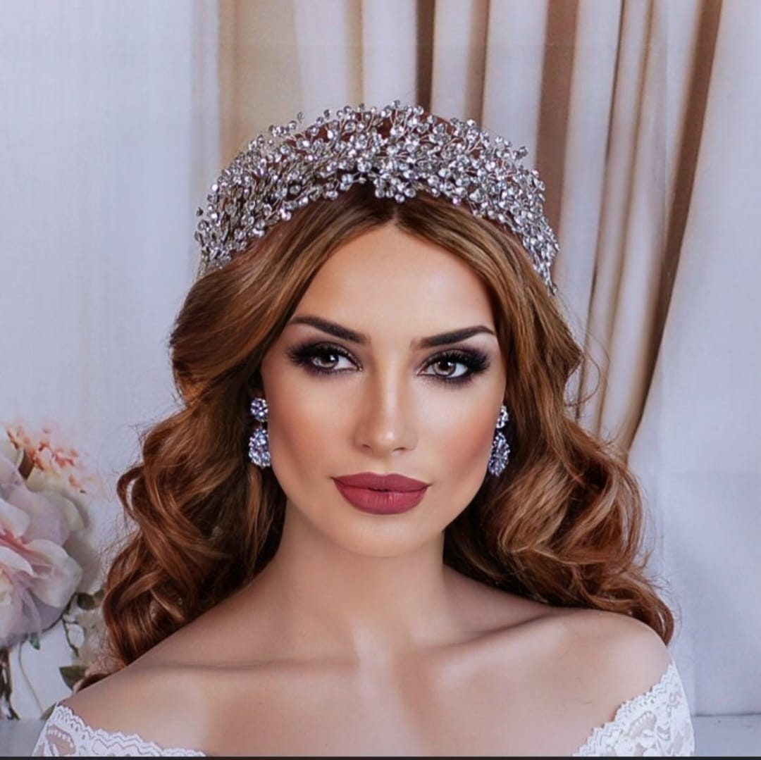 Bridal Headpiece Gold CZ Hair Accessories Wedding Tiara Party Gift Amazon.com : Aoligrace Luxury Tall Cubic Zirconia Tiaras and  main image 4