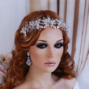 Wedding Hair Wreath Bridal Headpiece Headband Jewelry Crystal Bride Head Piece Band Hairpiece Weddings Party Bride Pageant Brides Accessory image 6