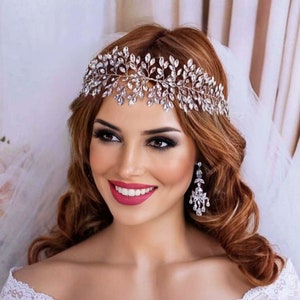 Crystal Wedding Headpiece, Silver Crystal Bridal Head Piece, Crystal Wedding Hairpiece, Crystal Bridal Headpiece, Silver Bridal Hair Vine