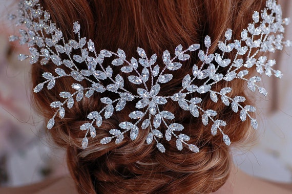 CZ Wedding Hair Jewelry Bridal Headpiece Crystal Headband  display picture 3