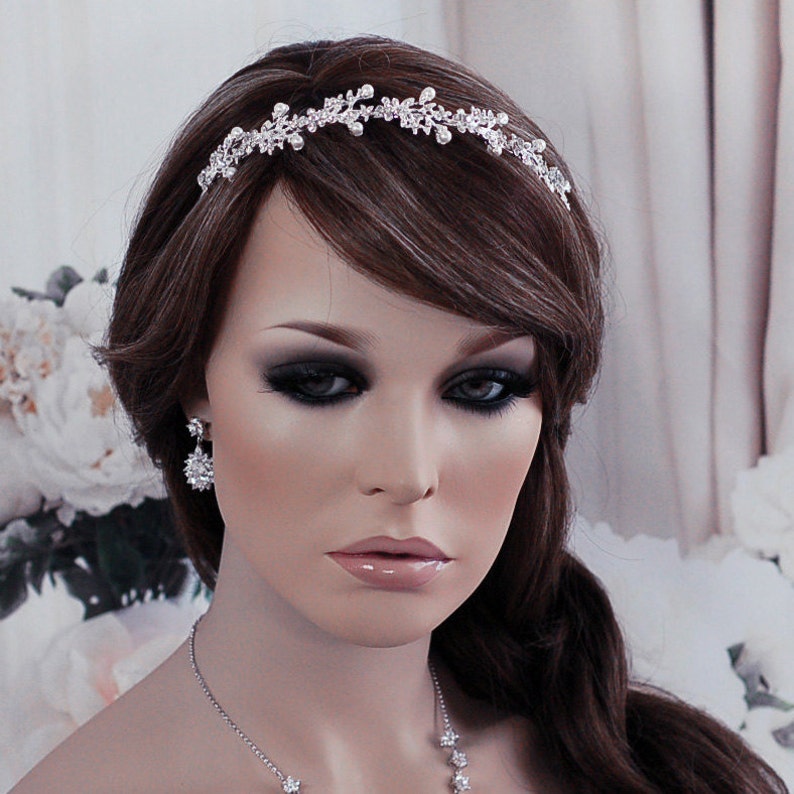 Floral Bridal Headband Crystal Wreath Headpiece Wedding Hair Accessory Party Jewelry Bride Accessories Weddings Head Piece Band Hairpiece