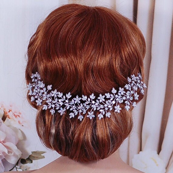 Wedding Pearl Crystal Floral Headband Bridal Hair Accessories for Women Party HHBEAUTY Flower Girl Princess Headpiece, Pearl Bridal Hair  main image 4