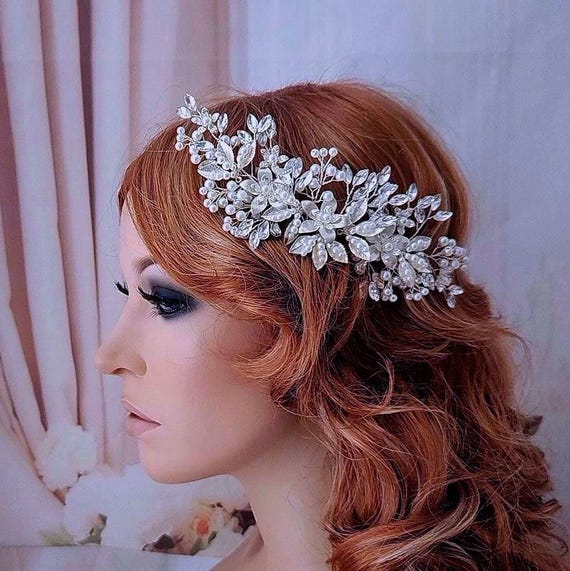 Pearl Floral Bridal Headpiece Hair Comb Silver Gold Hair  display picture 1