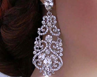 Pageant Bridal Earrings Party Bride Wedding Jewelry Crystal Dangle Accessory Chandelier Accessories Prom Drop Brides Weddings Gift Earrings