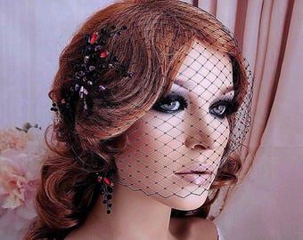 Bride in a Fascinator Veil and Colorful Bouquet