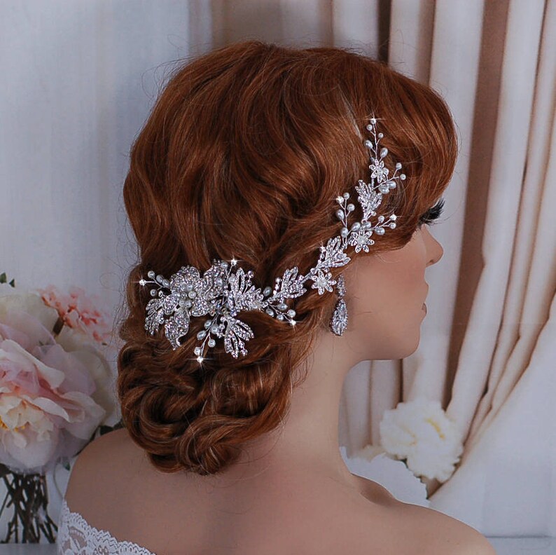 Bridal Party Wreath Headpiece Bride Crystal Floral Wedding Etsy