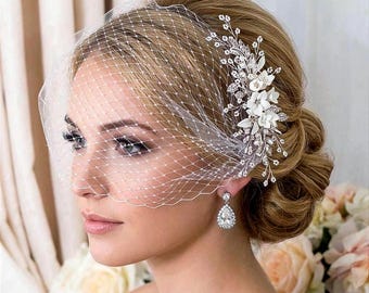Double Birdcage Veil Bridal Bird Cage Weddings Tulle Bachelorette Veil Short Bride Veil Brides Party Head Piece Wedding Gift Accessories