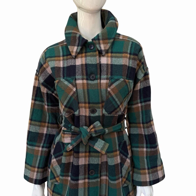 Vintage Wool Belted Pendleton Jacket, Womens M, Green, 1970’s image 7
