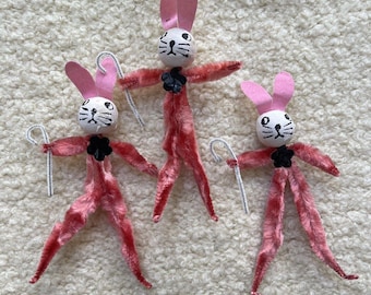 Scovolino in cotone filato vintage, coniglietto pasquale, realizzato in Giappone, anni '60, animale