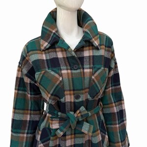 Vintage Wool Belted Pendleton Jacket, Womens M, Green, 1970’s image 3