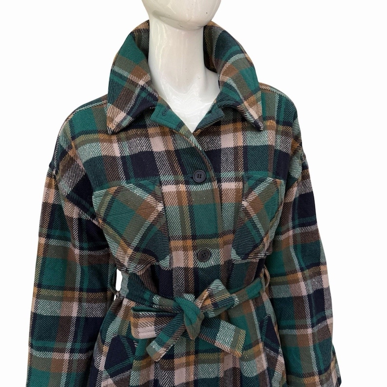 Vintage Wool Belted Pendleton Jacket, Womens M, Green, 1970’s image 3
