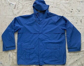blue rain jacket