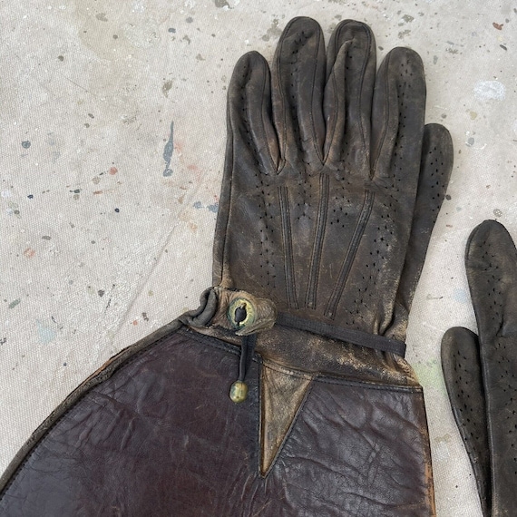 Antique Vintage 1920’s/30’s Motorcycle Leather Gl… - image 3