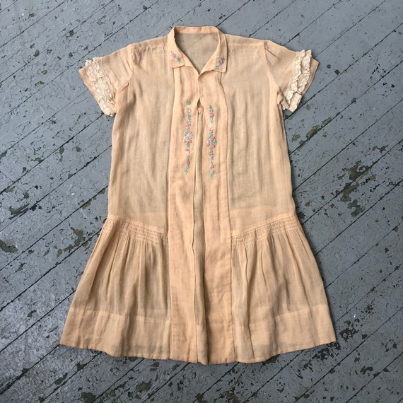 Vintage 1920’s Children’s Peach Cotton Voile Dress