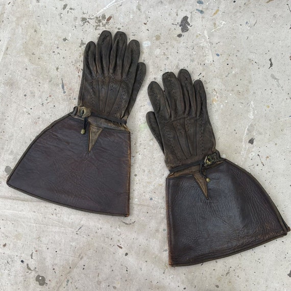 Antique Vintage 1920’s/30’s Motorcycle Leather Gl… - image 2