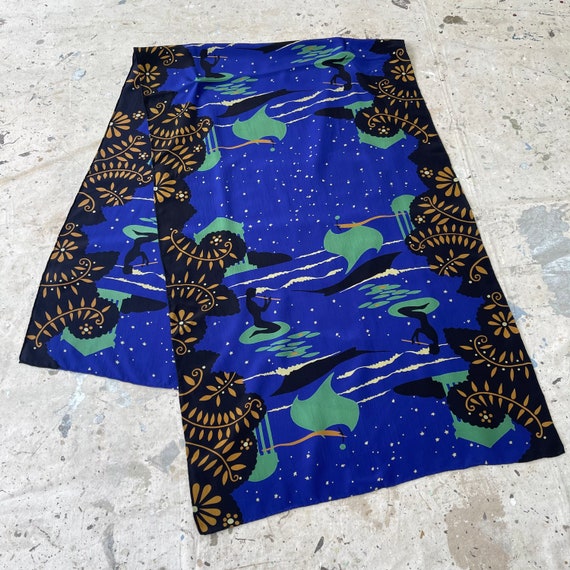Vintage 1940’s Novelty Print Silk Scarf