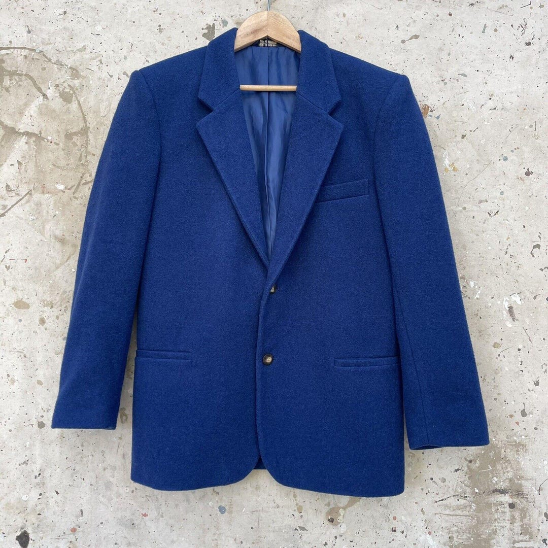 Vintage 80's/90's Blue Wool GAP Blazer Jacket - Etsy