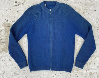 Vintage 50’s/60’s Knit Wool Cardigan Sweater, Zipper Closure S/XS Made in Japan