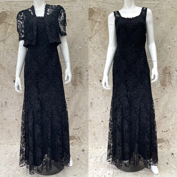 Vintage Antique 1930’s Black Lace Maxi Dress