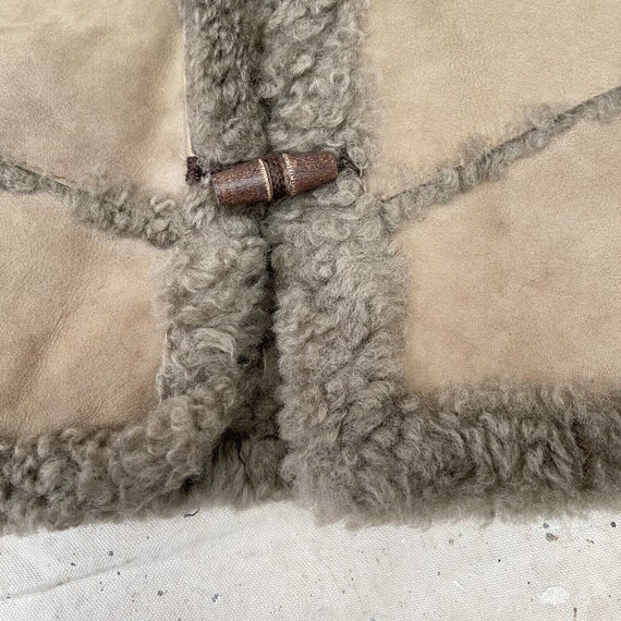 Vintage 60’s 70’s Grey Shearling Vest, Child Size… - image 2