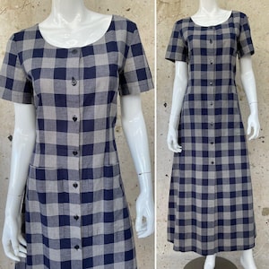 Vintage 80’s/90’s Blue Plaid Laura Ashley Cotton Dress, 10