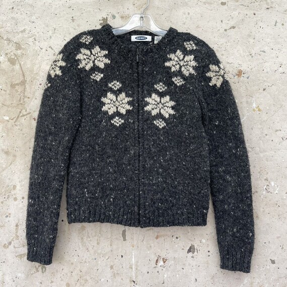 Vintage 90’s Old Navy Wool Cardigan Zip Sweater, … - image 1
