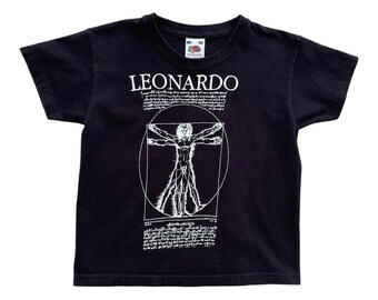 Vintage Leonardo Da Vinci Graphic T Shirt Kids 3-4, Black, Fruit