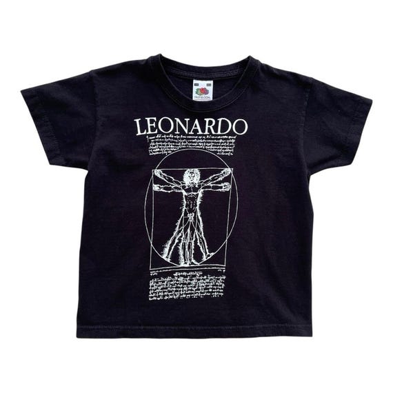 Vintage Leonardo Da Vinci Graphic T Shirt Kids 3-4, Black, Fruit