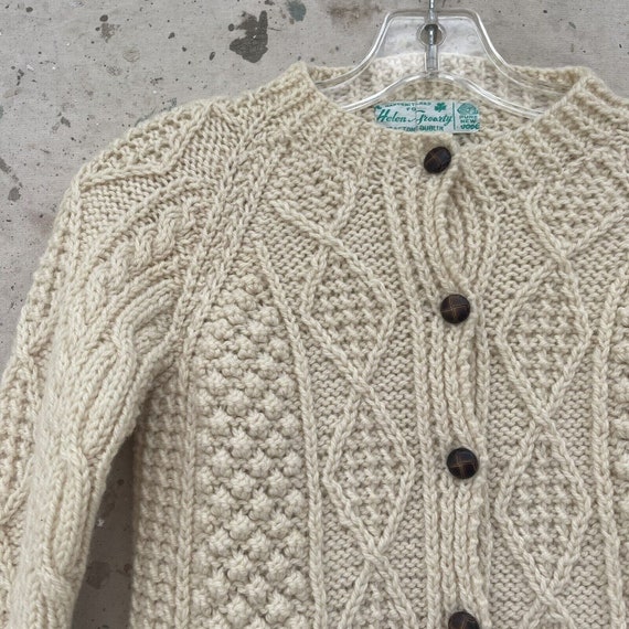 Vintage 1960’s Irish Cable Knit Wool Cardigan Swe… - image 3