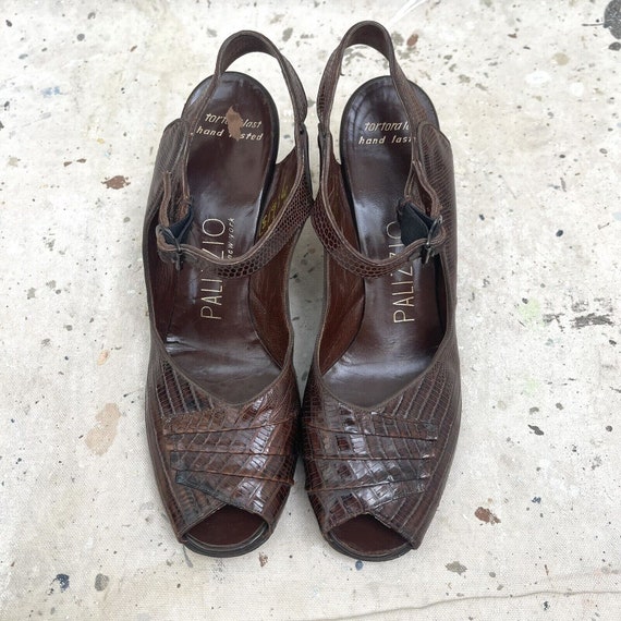 Vintage 1940’s Reptile Skin Peep Toe Heels, 8.5 N - image 2