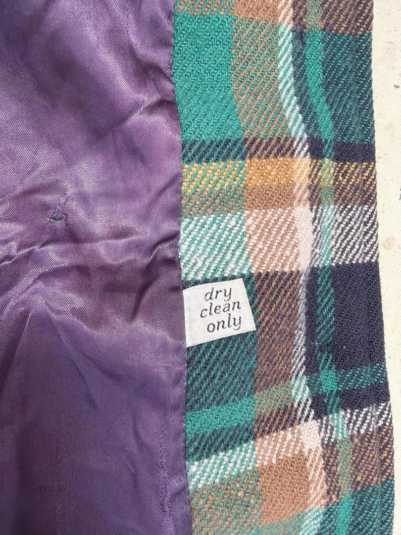 Vintage Wool Belted Pendleton Jacket, Womens M, Green, 1970’s image 9