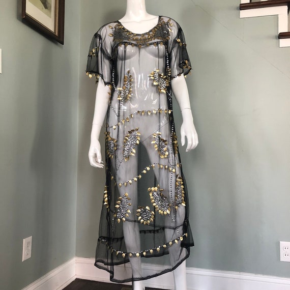 Vintage 1920’s Egyptian Revival Style Sequined Bla