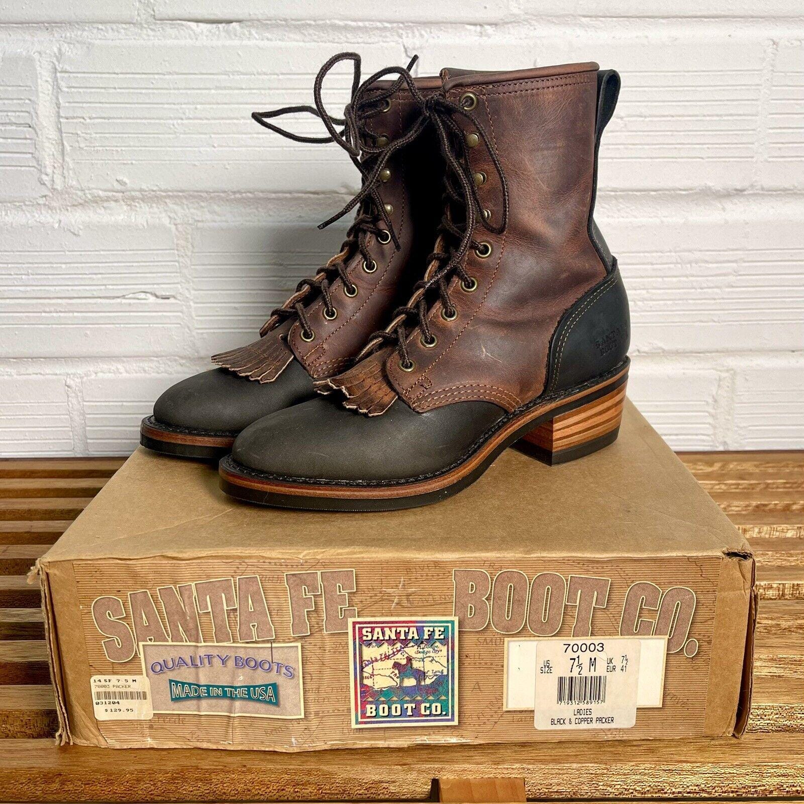 Santa Fe Boot Co Leather Moc Toe Work Boots Kiltie Rubber Toe Cap 9.5 D 0ecb0275-8a02-4543-b63a-  main image 2