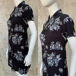 Vintage 90s Floral Rayon Dress, Keyhole Neckline, M image 4